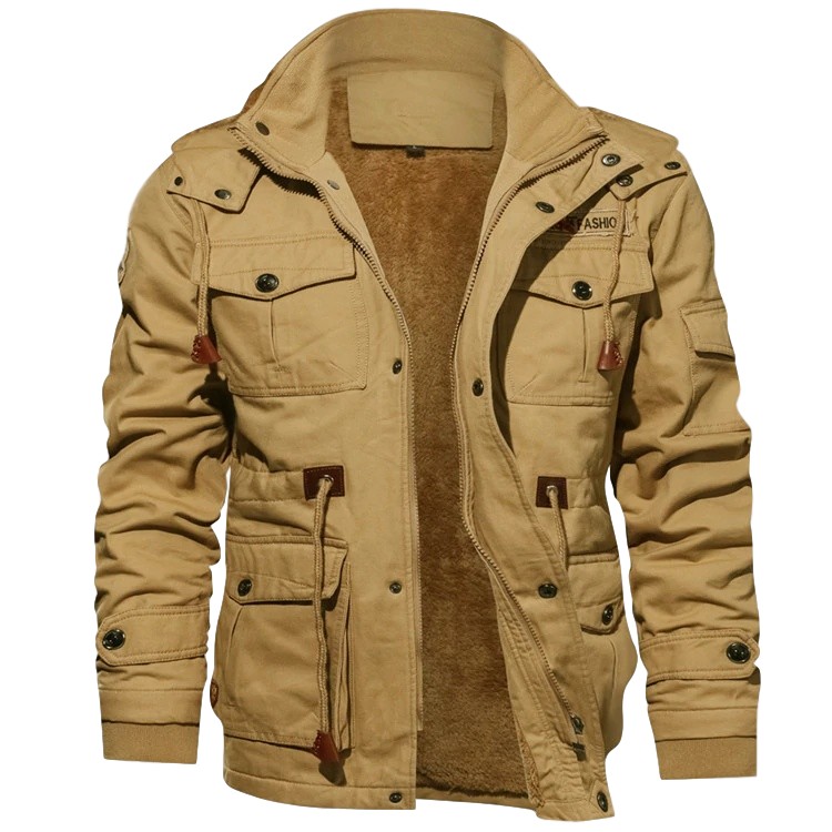 Emmett | Veste Homme Hiver Zippée avec Capuche, Multi-Poches & Doublure Polaire Chaude