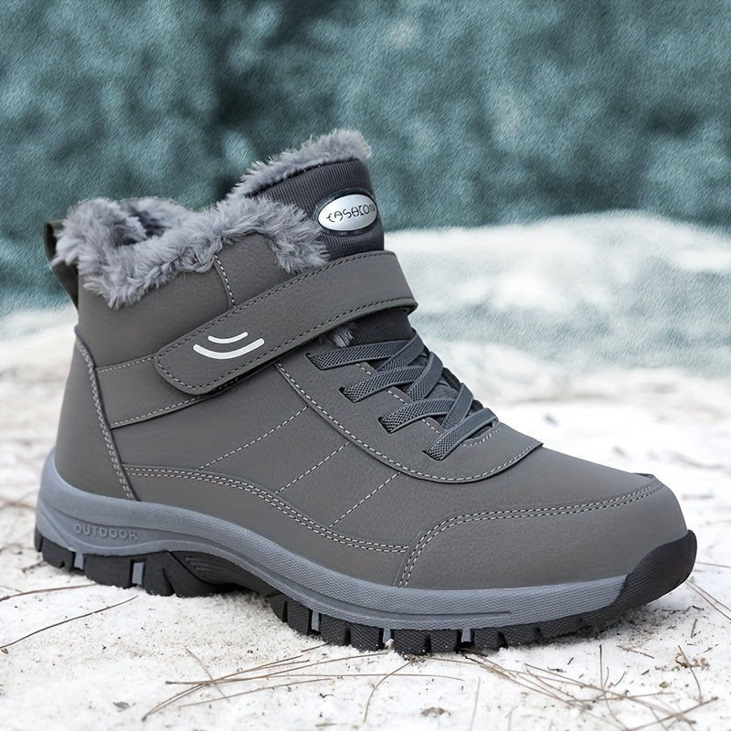 Bathilde | Bottes d’Hiver Unisex, Chaussures Chaudes Cheville avec Lacets et Fermeture Velcro