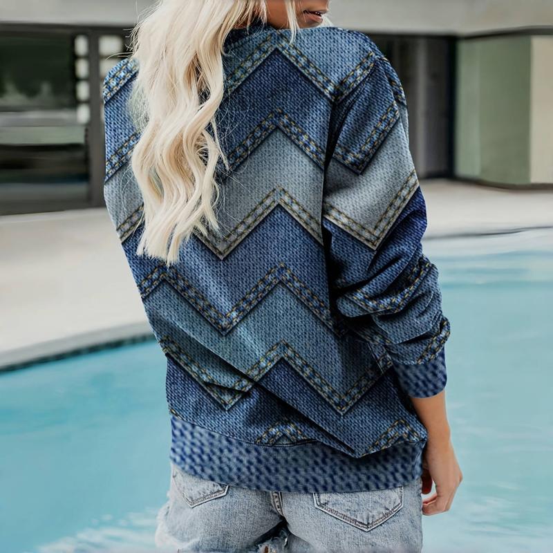 Alizée | Pull Femme Vintage à Motif Géométrique Zigzag et Col Rond