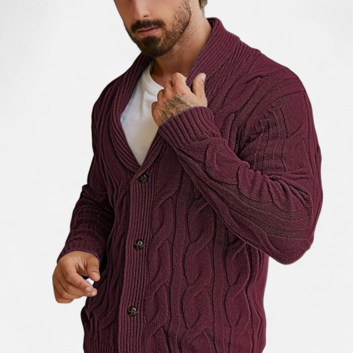 Beau | Cardigan Homme Tricot Texturé à Boutons pour Style Classique et Confort
