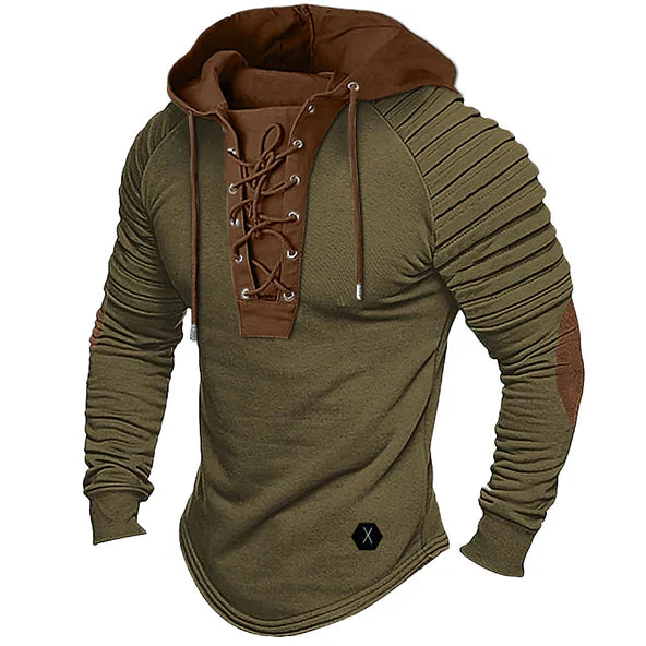 Julien | Pull à Capuche Homme Bicolore avec Lacet au Col | Style Streetwear Moderne