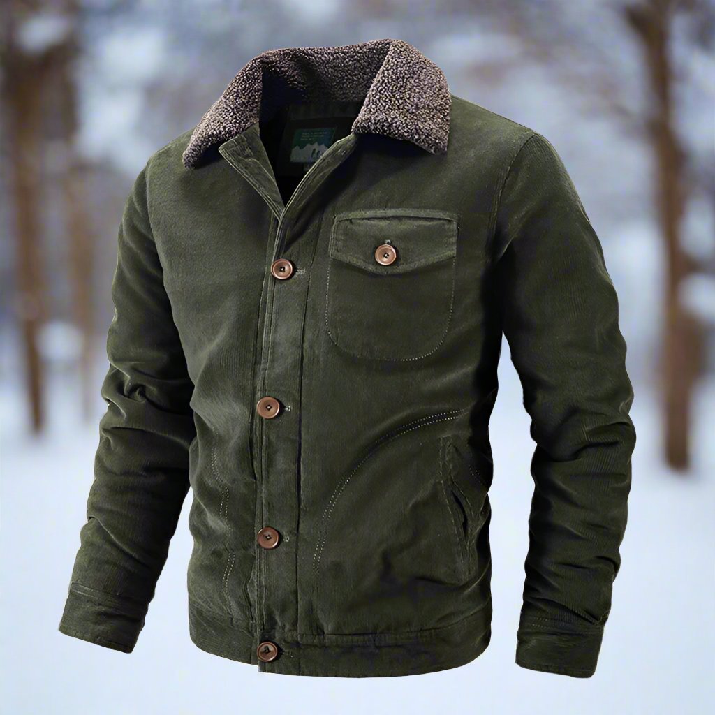 Pemberton | Veste Homme en Velours Côtelé, Col Chale Shearling, Boutons et Poches