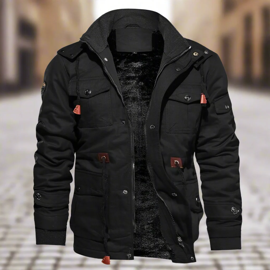 Clorent | Bomber Homme Tactique en Coton, Doublure Polaire, Poches Multiples et Taille Ajustable