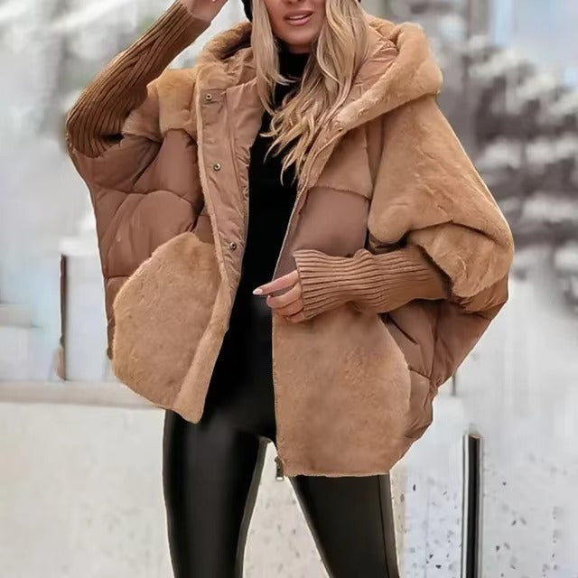 Léonie | Doudoune Oversize Femme Matelassée avec Capuche & Poignets Côtelés