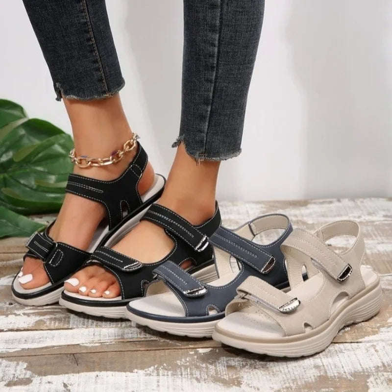 Gracienne | Sandales Orthopédiques Classiques à Straps Velcro pour Femme