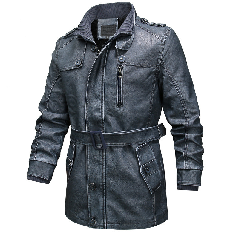 Ilarion | Trench Coat Homme Simili Cuir Regular Fit avec Fermeture Zippée Asymétrique, Ceinture Ajustable et Poignets Côtelés