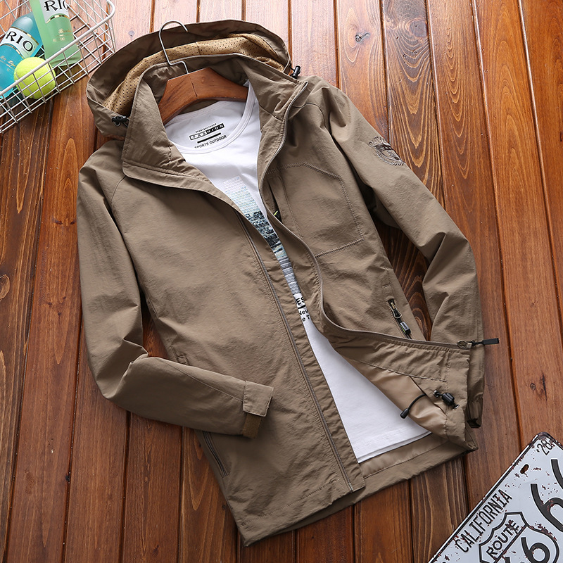 Jovian | Veste Homme Coupe-Vent Légère avec Capuche, Ajustable et Respirante, Poches Multiples