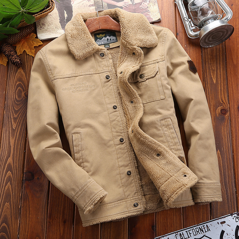 Jorvan | Veste Homme Col à Revers en Coton Mélangé, Doublure Peluche, Fermeture Boutons, Coupe Regular