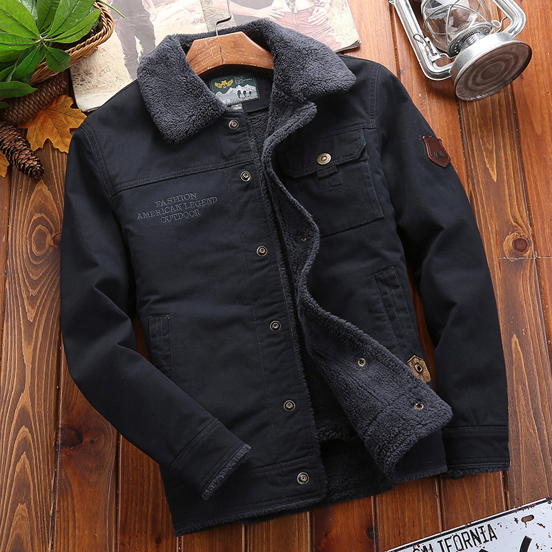 Jorvan | Veste Homme Col à Revers en Coton Mélangé, Doublure Peluche, Fermeture Boutons, Coupe Regular