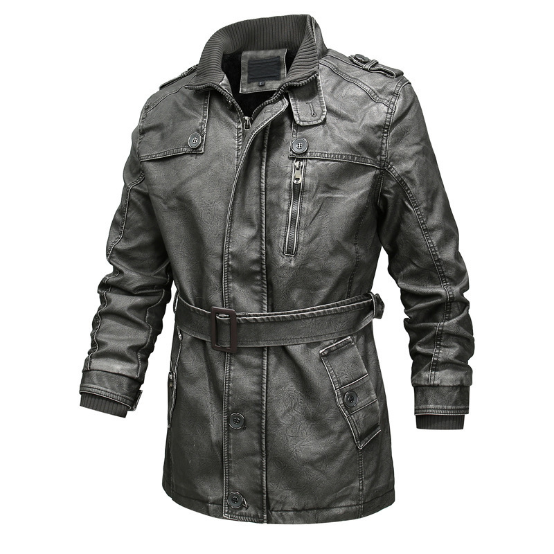 Ilarion | Trench Coat Homme Simili Cuir Regular Fit avec Fermeture Zippée Asymétrique, Ceinture Ajustable et Poignets Côtelés