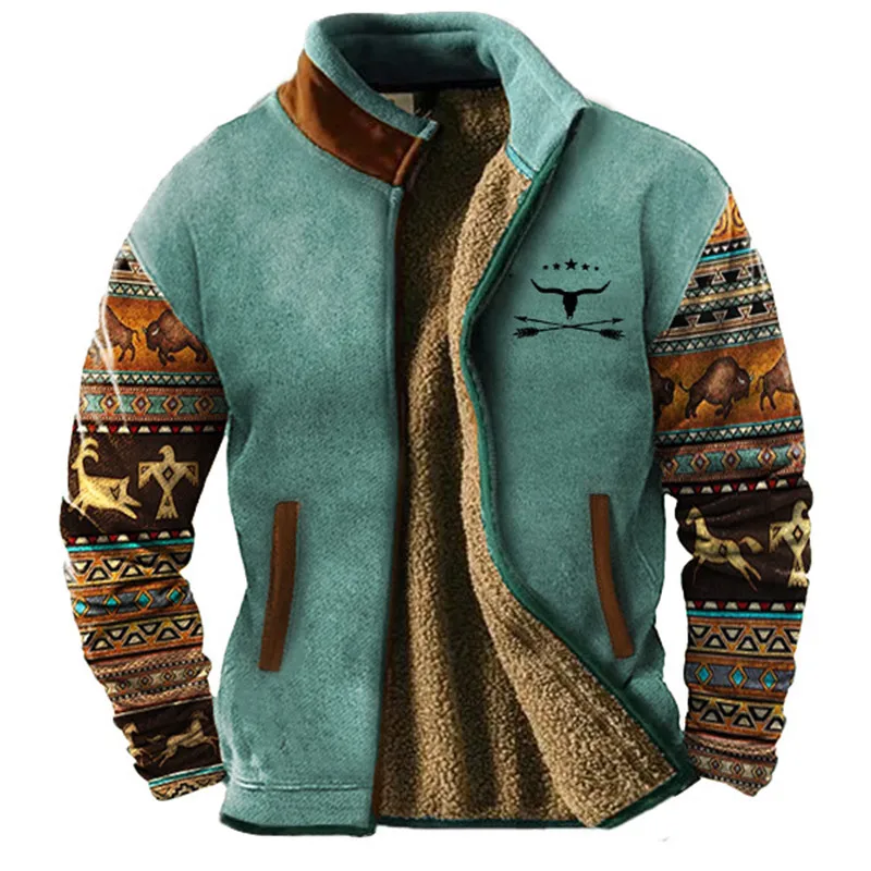 Corvian | Veste Homme Vintage Hiver, Coupe Relax, Doublure Polaire Sherpa, Col Montant et Fermeture Éclair