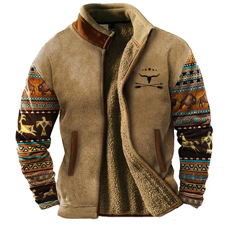 Corvian | Veste Homme Vintage Hiver, Coupe Relax, Doublure Polaire Sherpa, Col Montant et Fermeture Éclair