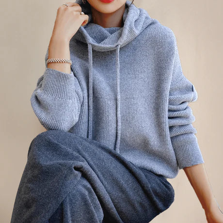 Isaline | Pull Femme Doux Col Roulé à Cordon, Coupe Relax, Mélange de Laine