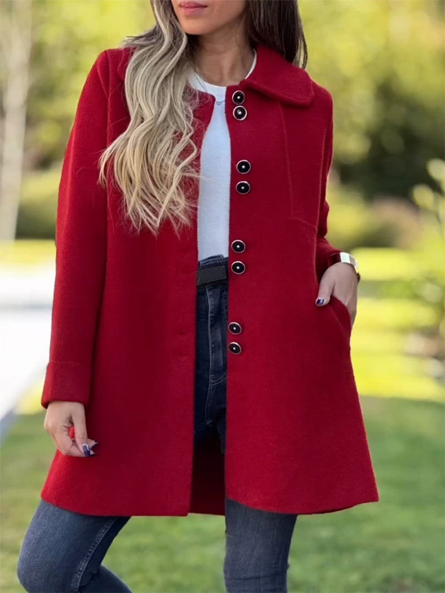 Lucette | Manteau Femme Effet Laine, Coupe Cintrée, Mi-Long, Boutons Classiques