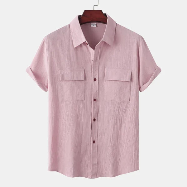 Wilhelm | Chemise Homme Manches Courtes Style Décontracté avec Col Revers et Poches à Rabat – Idéale pour l’Été