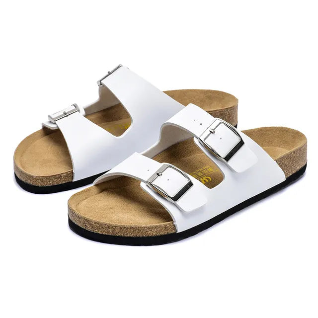 Geoff | Sandales en Cuir Homme à Double Bride Ajustable, Classiques et Confortables pour l'Été