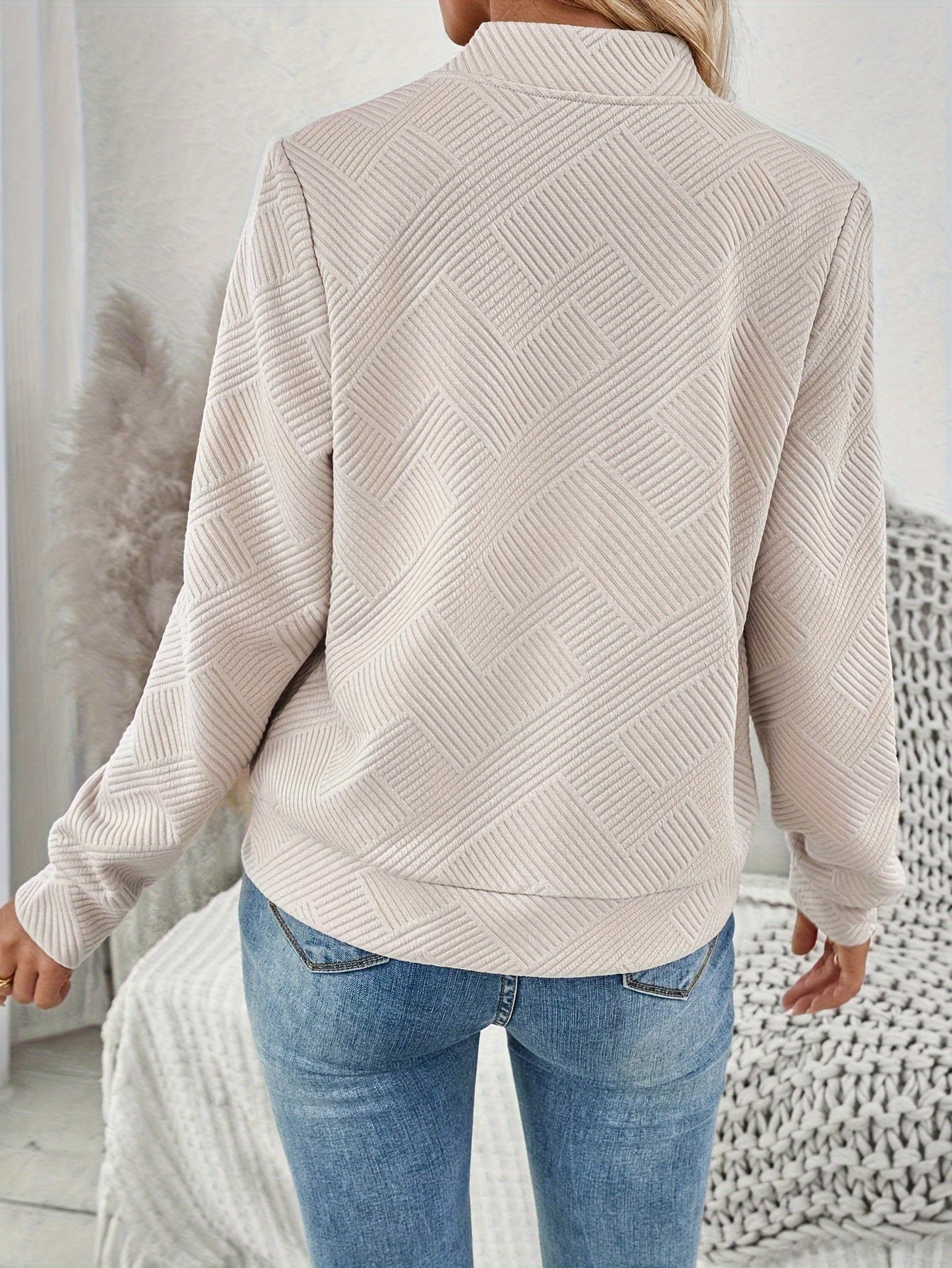 Blanche | Veste Zippée Élégante en Tissu Texturé pour Femmes