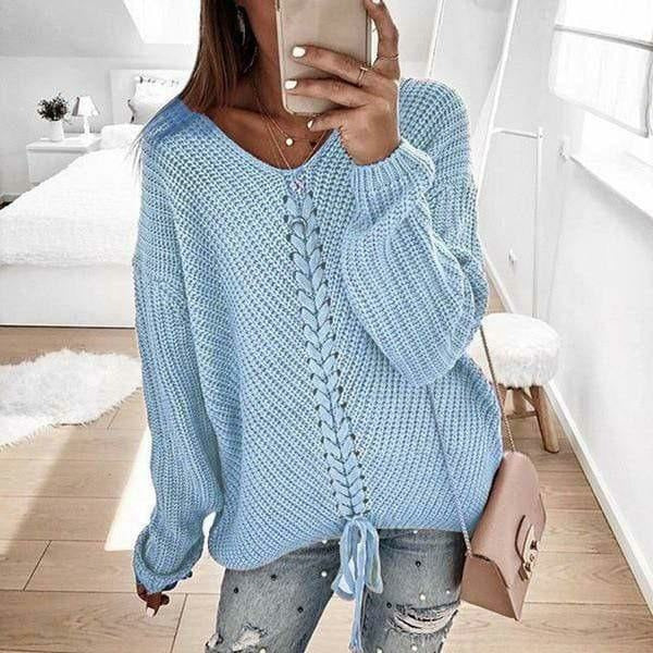 Esmérine | Pull femme élégant en maille unie avec détail tressé au centre
