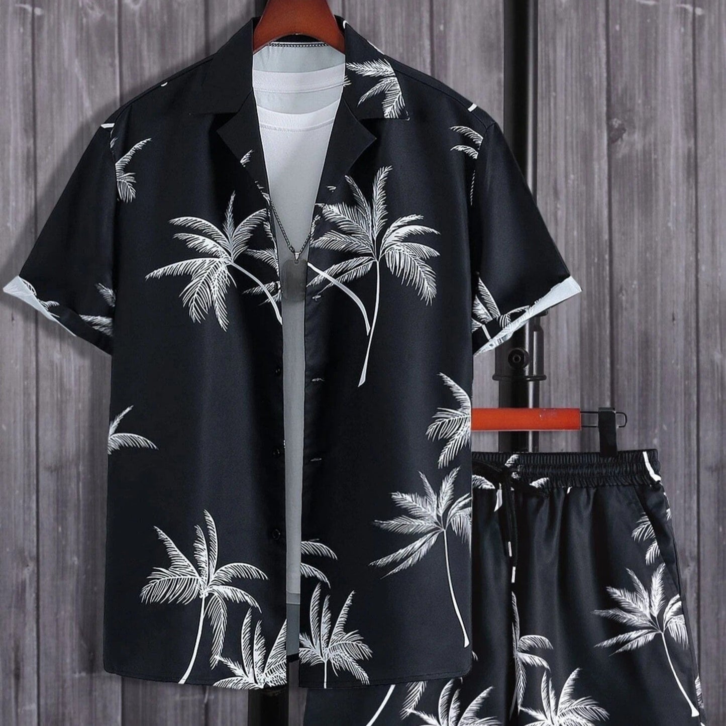 Moritz | Ensemble Été Homme Imprimé Tropical Chemise Manches Courtes Col Revers + Short Taille Élastique