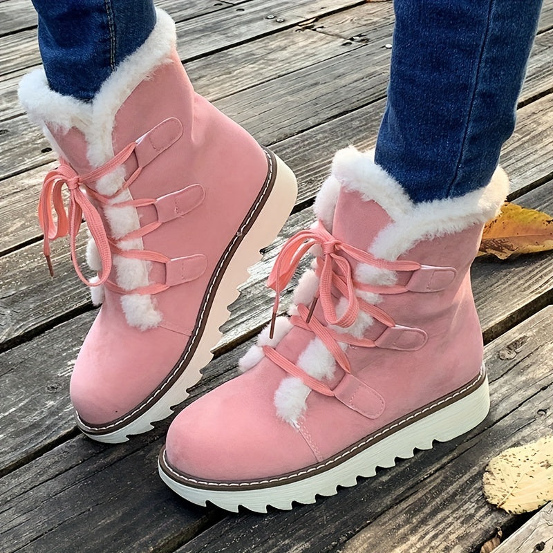 Axeline | Bottes Hiver Femme à Lacets avec Doublure Chaude & Semelle Plateforme Mode