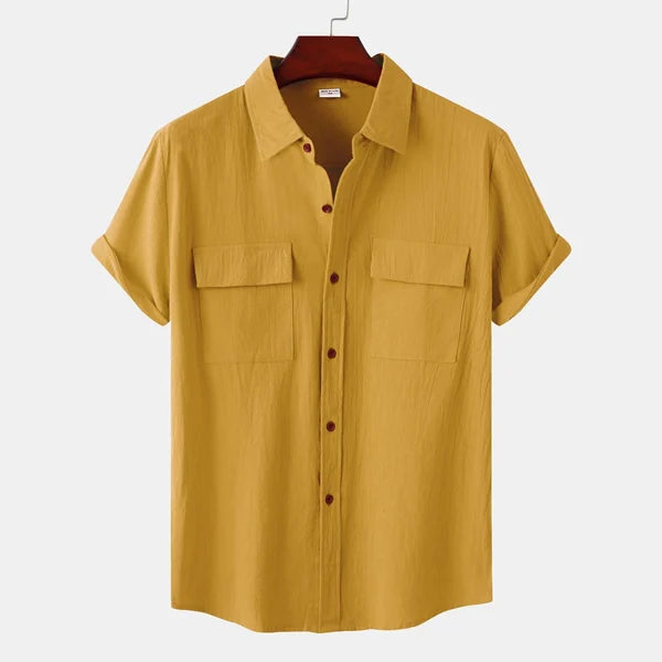 Wilhelm | Chemise Homme Manches Courtes Style Décontracté avec Col Revers et Poches à Rabat – Idéale pour l’Été