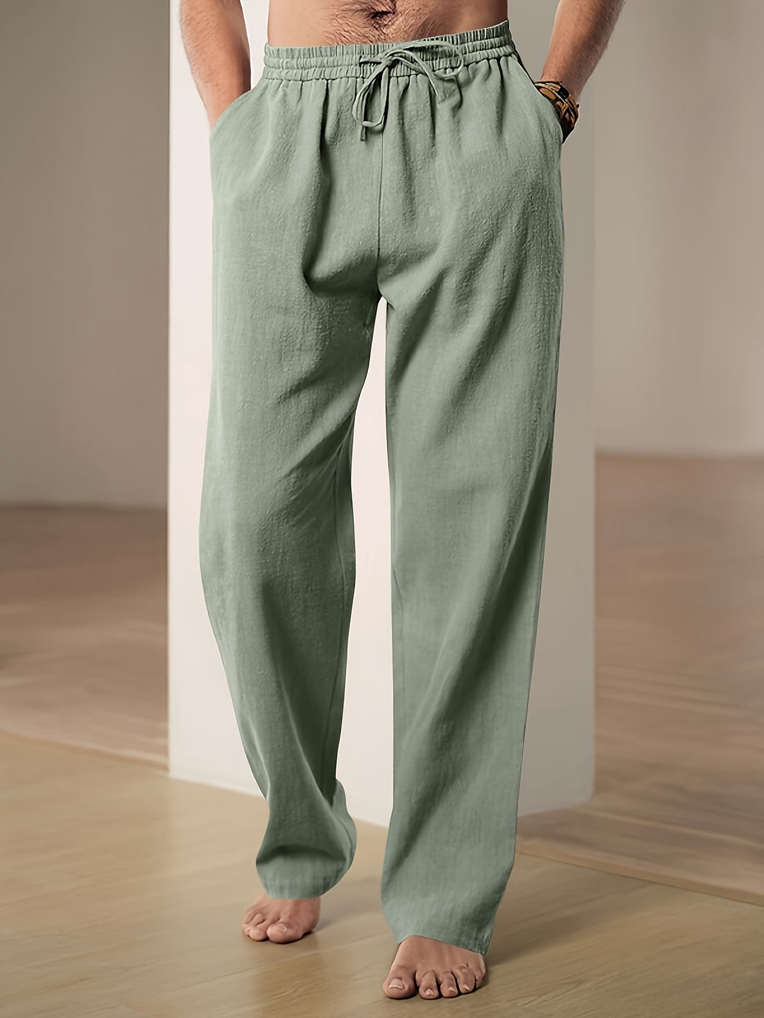 Morris | Pantalon en Lin Homme – Taille Élastique avec Cordon, Confort Respirant et Style Décontracté