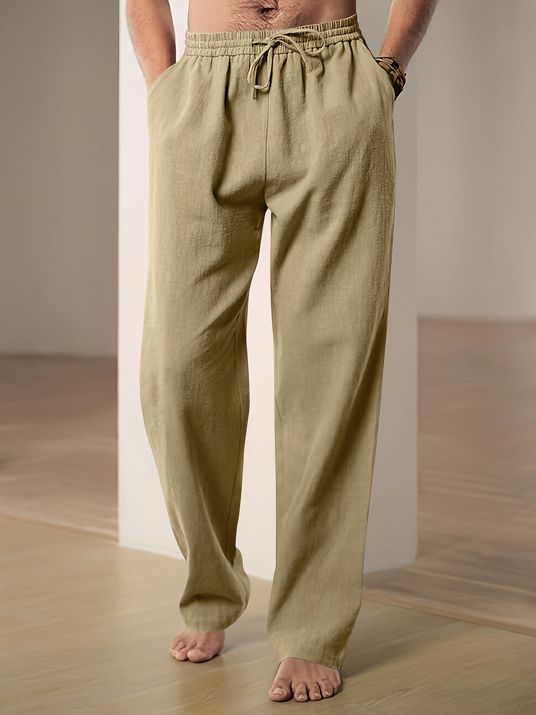 Morris | Pantalon en Lin Homme – Taille Élastique avec Cordon, Confort Respirant et Style Décontracté