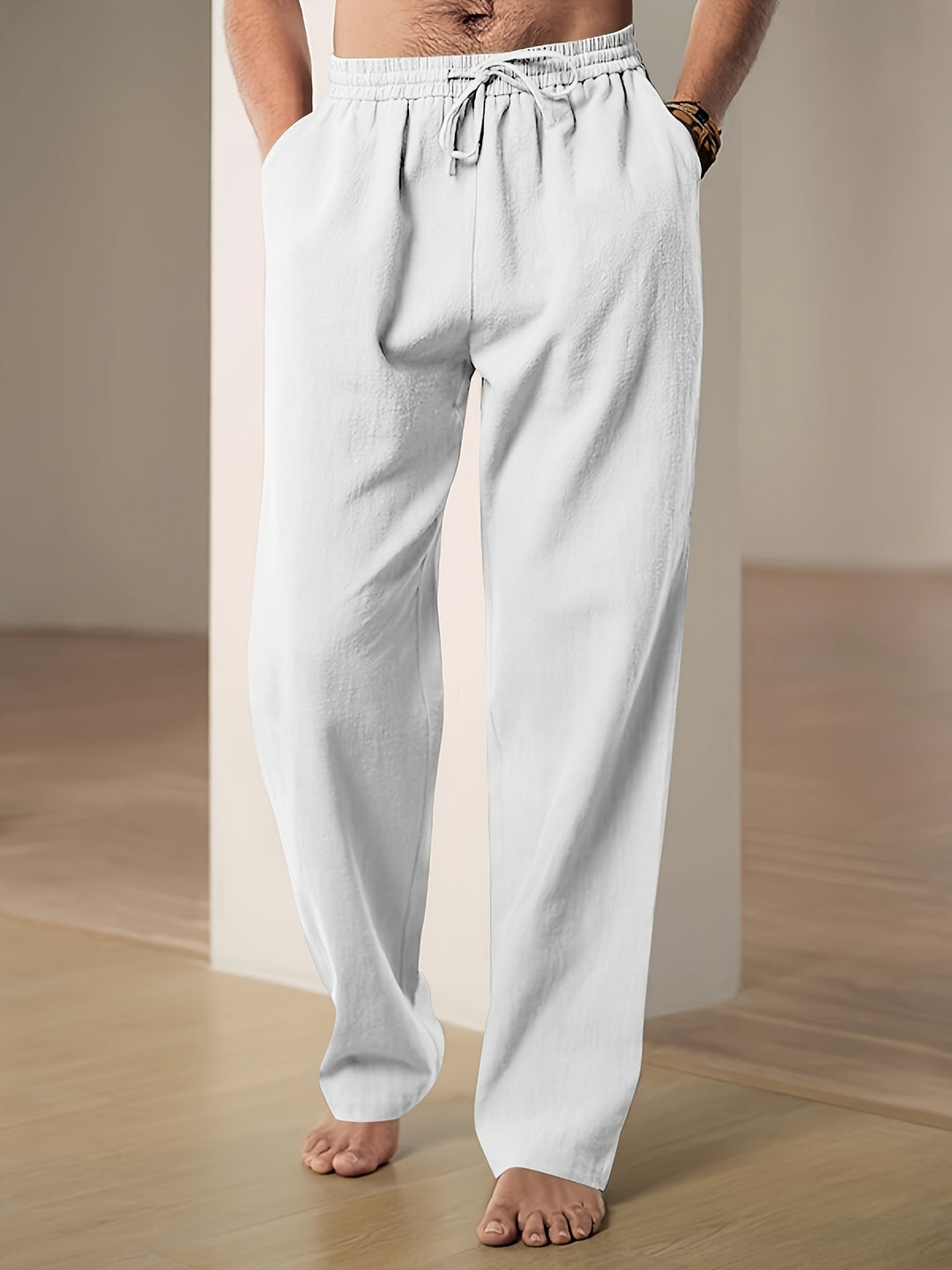 Morris | Pantalon en Lin Homme – Taille Élastique avec Cordon, Confort Respirant et Style Décontracté