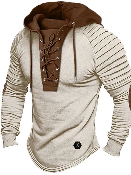 Julien | Pull à Capuche Homme Bicolore avec Lacet au Col | Style Streetwear Moderne