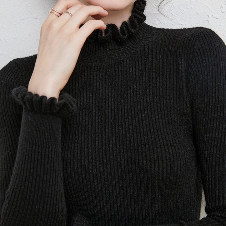 Norelle | Pull Col Roulé en Maille avec Détails à Volants pour Femme