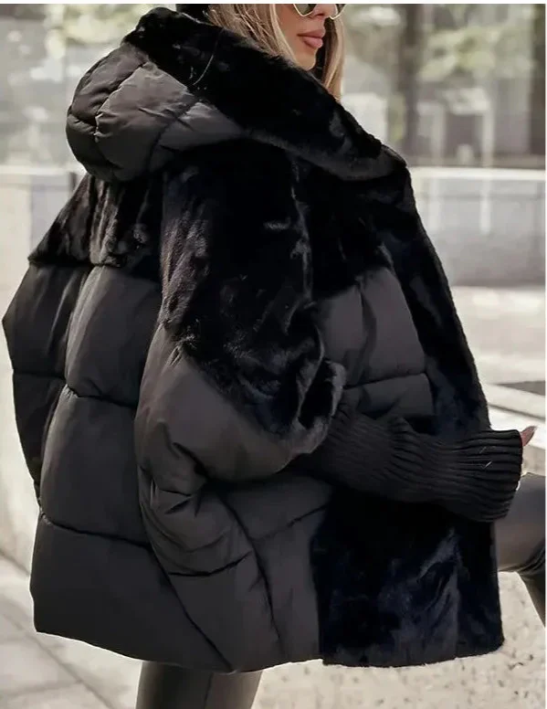 Fleurette | Doudoune Femme Oversize avec Capuche Fourrure Synthétique et Poches Pratiques