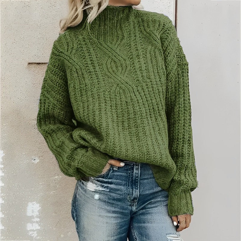 Delphirine | Pull femme en maille épaisse à col montant