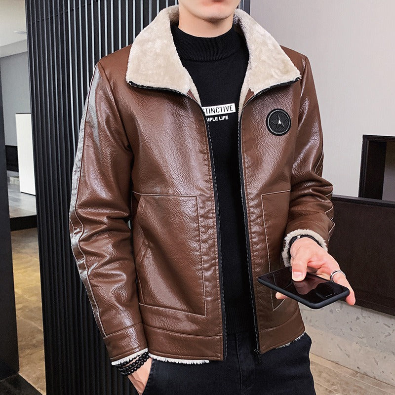 Cendric | Veste Homme Similicuir Regular Fit, Doublée Polaire Chaude avec Fermeture Zippée Intégrale
