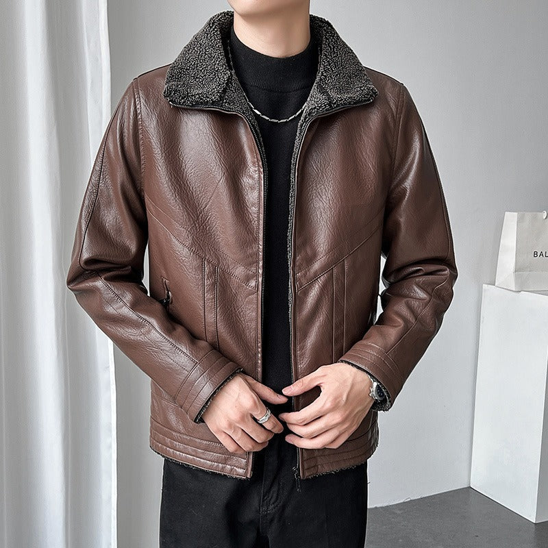 Cillian | Veste Homme Bomber Similicuir, Coupe Relax, Doublure Chaude & Fermeture Zip Complète