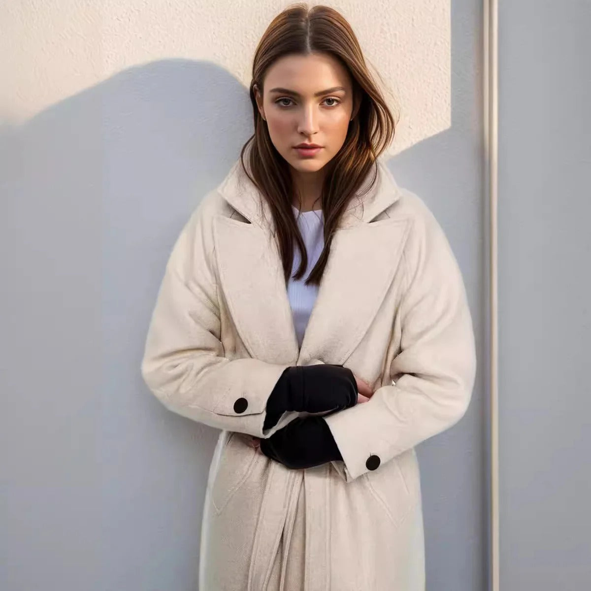 Fantine | Trench Coat Femme Midi, Coupe Décontractée, Ceinture à Nouer, Revers Classiques