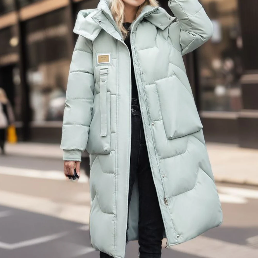 Gervaise | Trench Coat Hiver Femme Long Oversize avec Capuche et Col Haut Matelassé