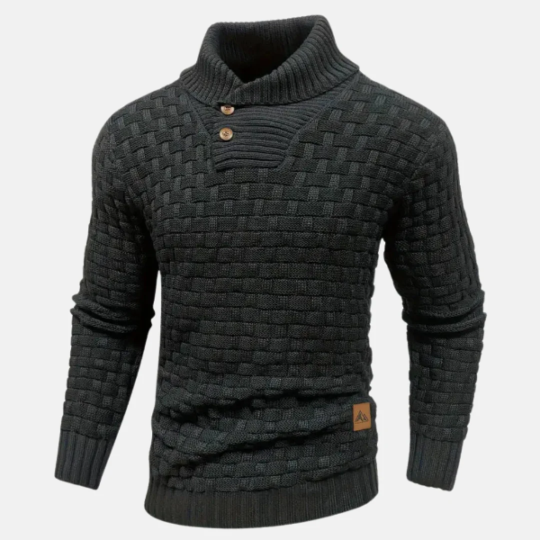 Thornwell | Pull Homme Tricoté à Col Châle avec Boutons – Coupe Regular Fit