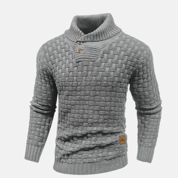 Thornwell | Pull Homme Tricoté à Col Châle avec Boutons – Coupe Regular Fit