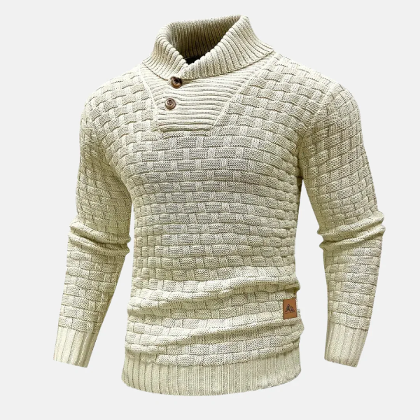 Thornwell | Pull Homme Tricoté à Col Châle avec Boutons – Coupe Regular Fit
