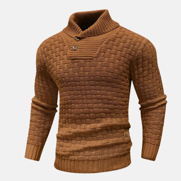 Thornwell | Pull Homme Tricoté à Col Châle avec Boutons – Coupe Regular Fit