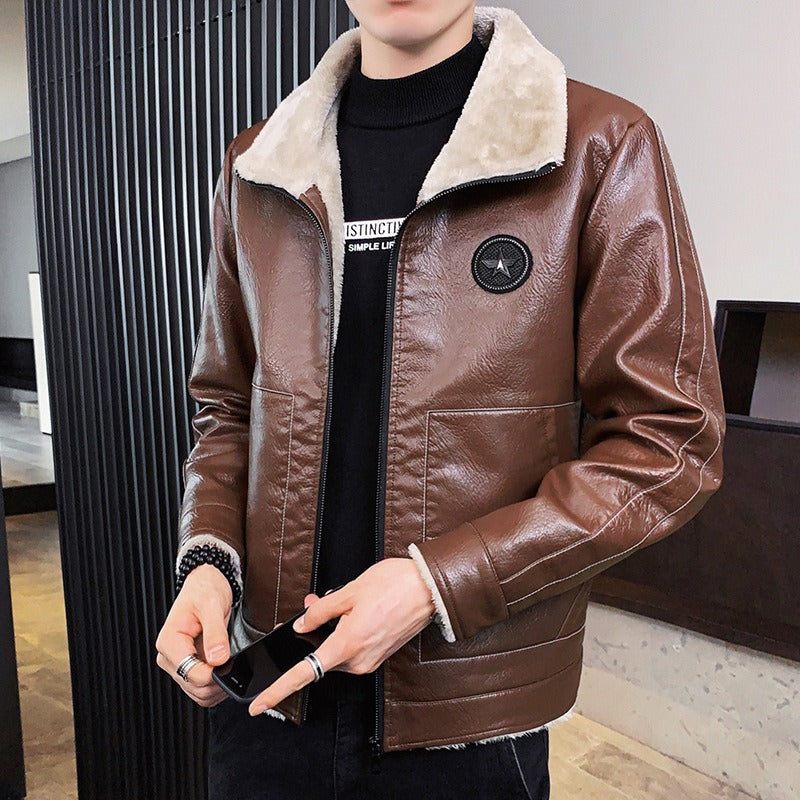 Cendric | Veste Homme Similicuir Regular Fit, Doublée Polaire Chaude avec Fermeture Zippée Intégrale