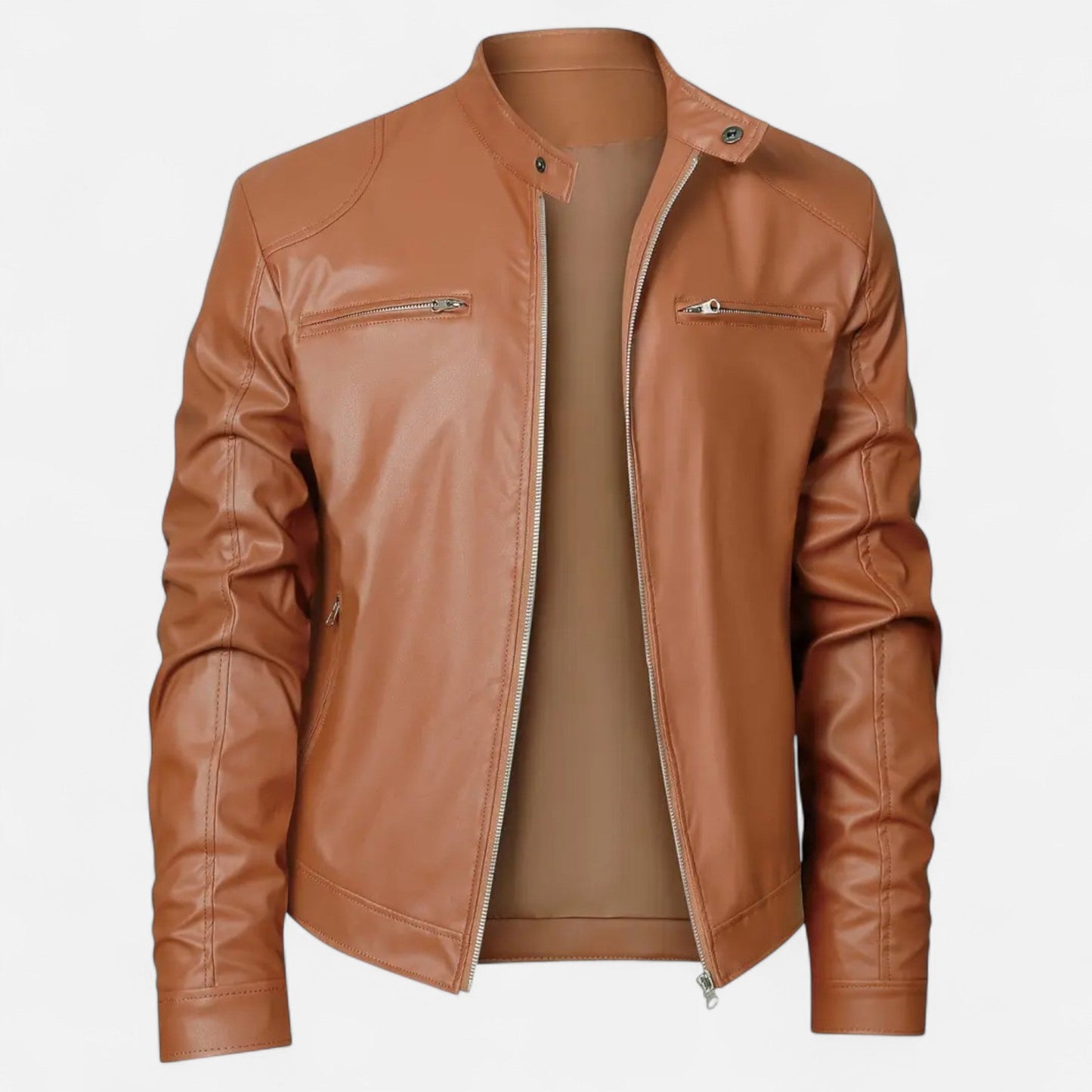 Alden | Veste Homme Style Moto Aspect Cuir avec Fermeture Zippée