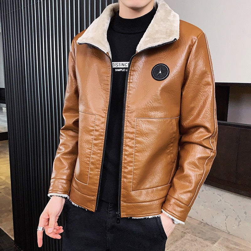 Cendric | Veste Homme Similicuir Regular Fit, Doublée Polaire Chaude avec Fermeture Zippée Intégrale