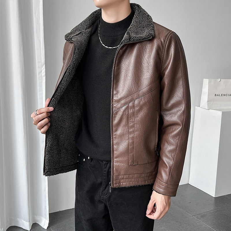 Cillian | Veste Homme Bomber Similicuir, Coupe Relax, Doublure Chaude & Fermeture Zip Complète