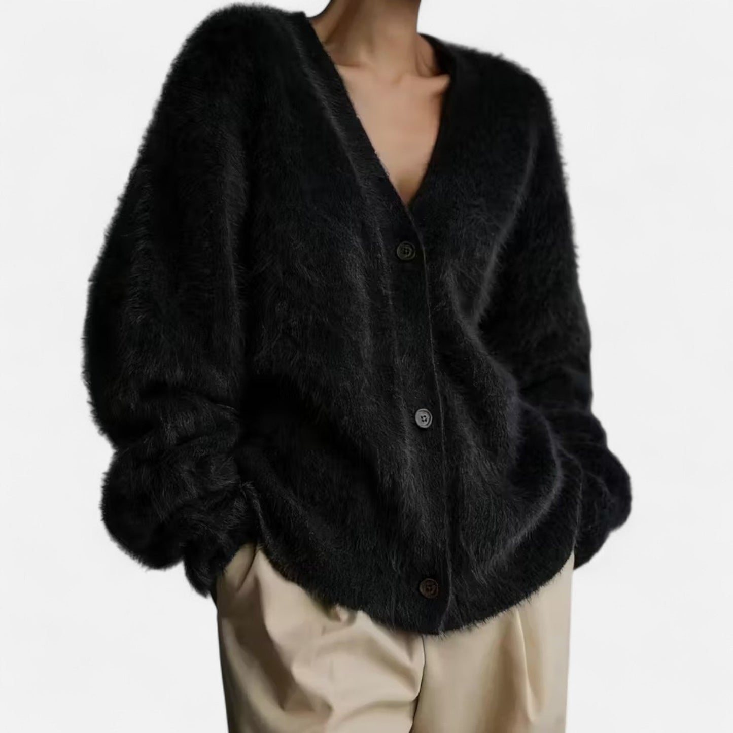 Lionella | Cardigan Femme Décontracté Boutonné Col V en Maille Douce