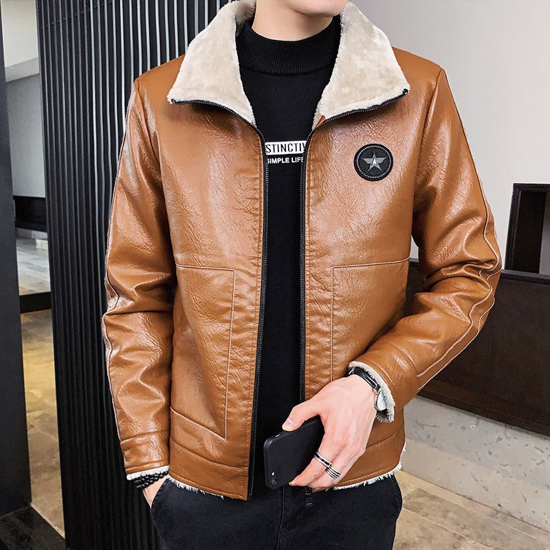 Cendric | Veste Homme Similicuir Regular Fit, Doublée Polaire Chaude avec Fermeture Zippée Intégrale