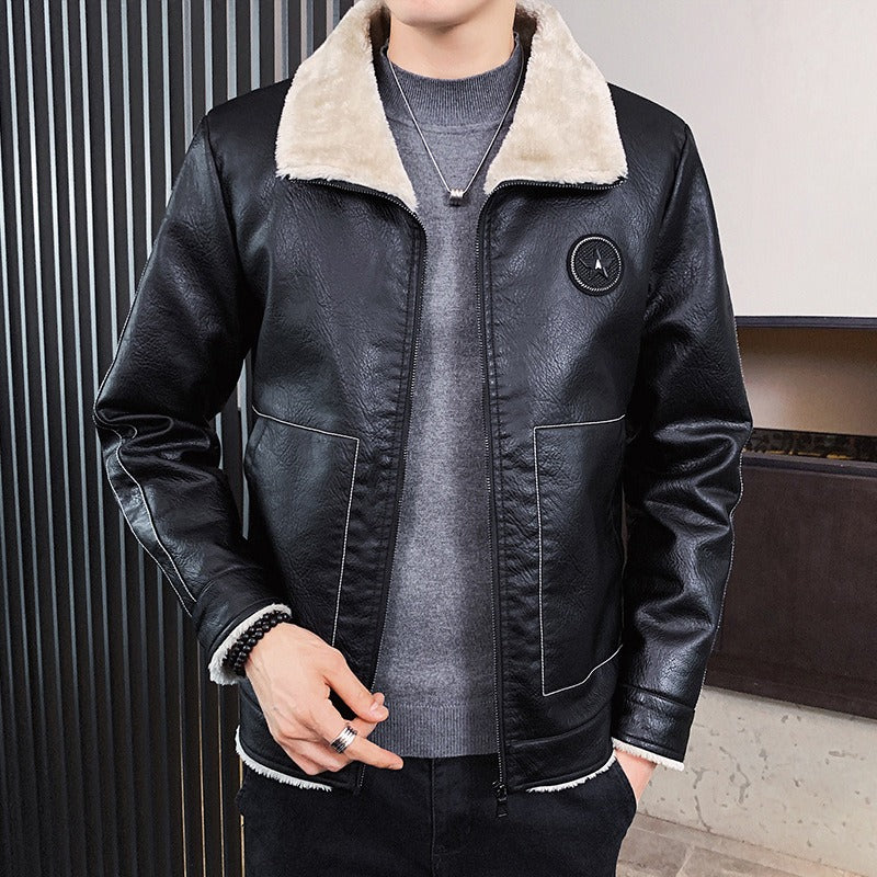 Cendric | Veste Homme Similicuir Regular Fit, Doublée Polaire Chaude avec Fermeture Zippée Intégrale