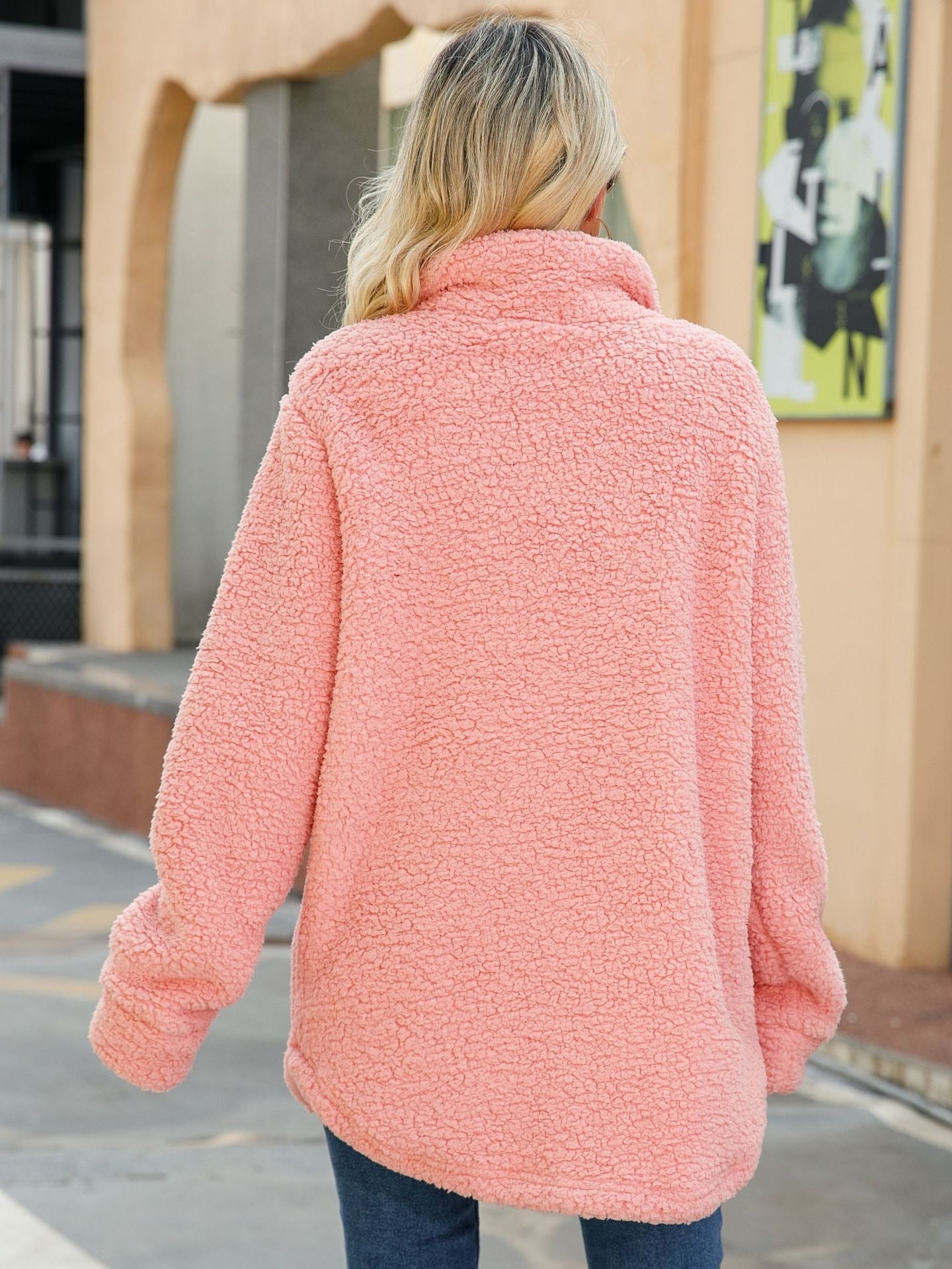Garance | Shacket Femme Oversized en Teddy Fleece Poches Patch Long