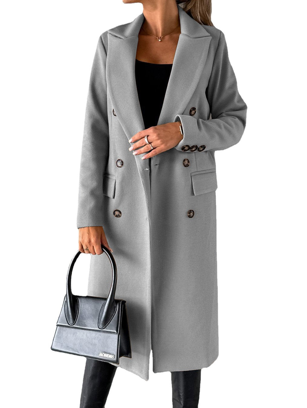 Blanquerose | Manteau long double-breasted à col tailleur pour femme