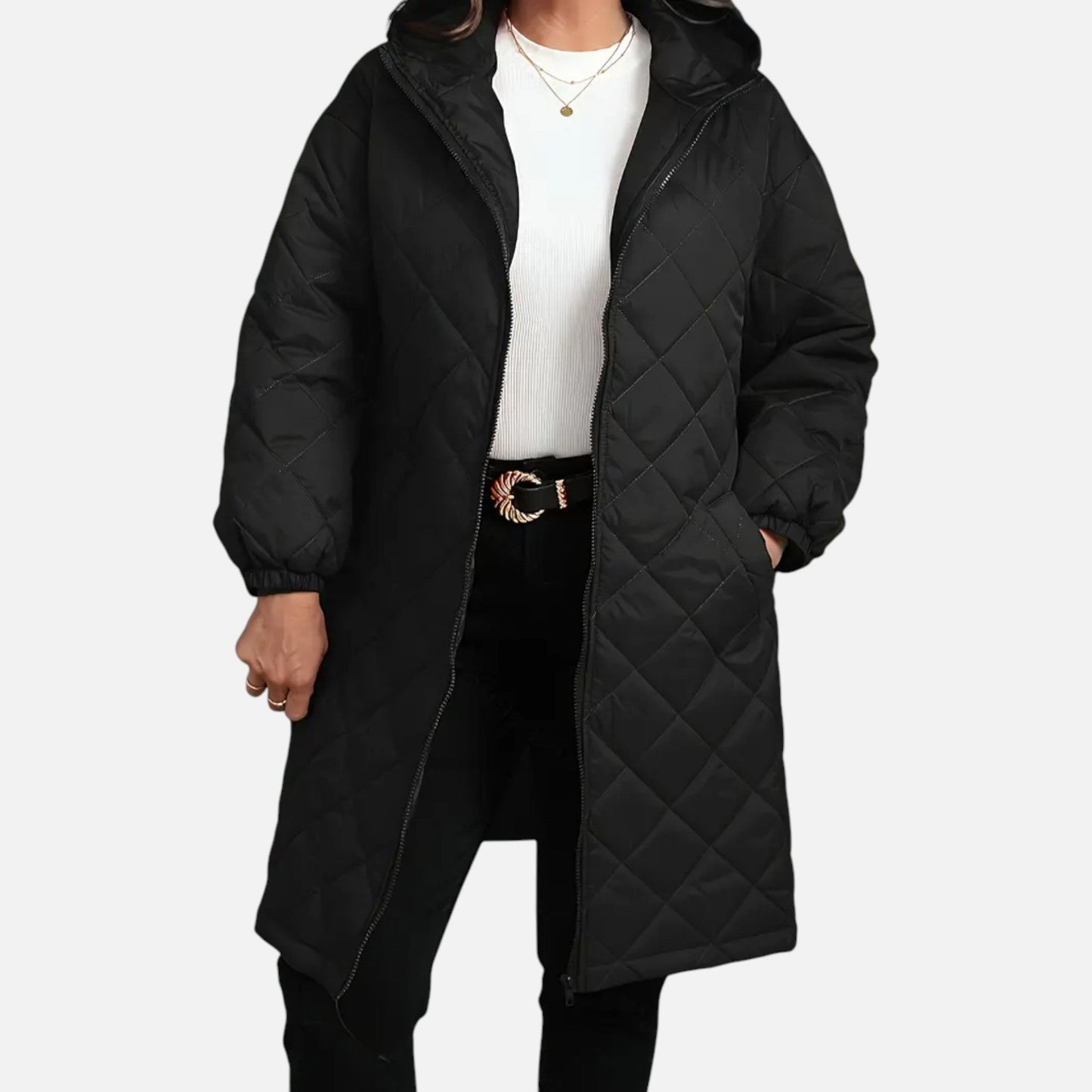 Malorie | Manteau Femme Matelassé à Capuche Automne Hiver Élégant